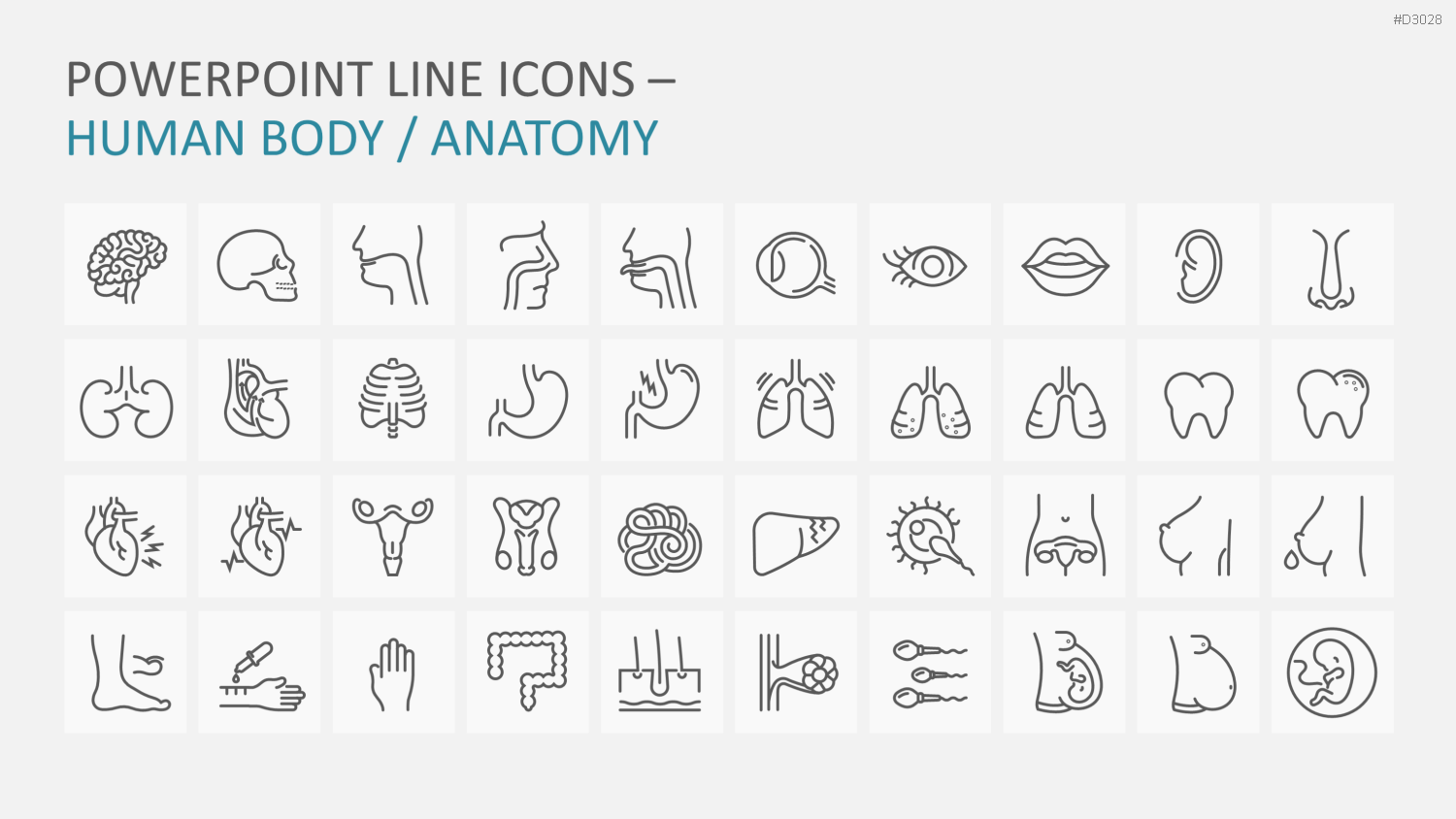 240 Line Icons – Medizin & Wissenschaft PowerPoint-Vorlage