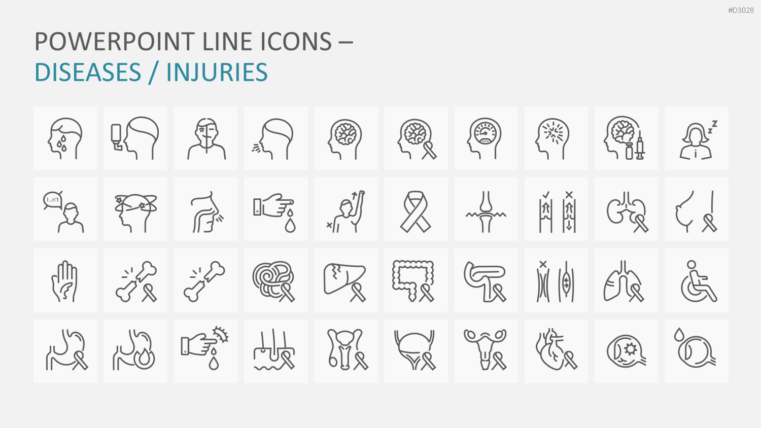 240 Line Icons – Medizin & Wissenschaft PowerPoint-Vorlage