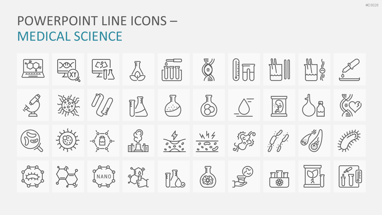 240 Line Icons – Medizin & Wissenschaft PowerPoint-Vorlage