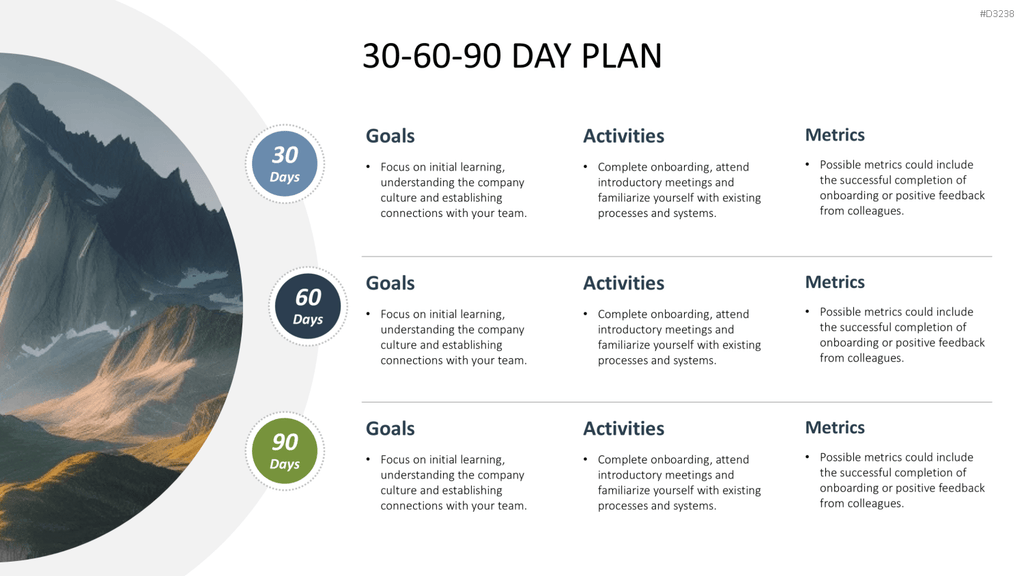 30-60-90 Day Plan PowerPoint-Vorlage