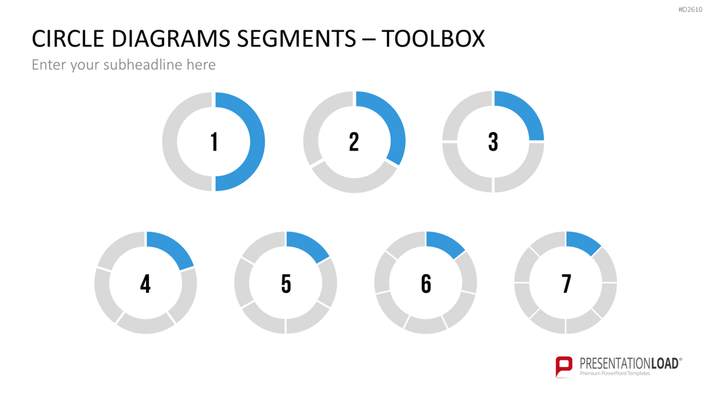 Kreisdiagramme Toolbox PowerPoint-Vorlage