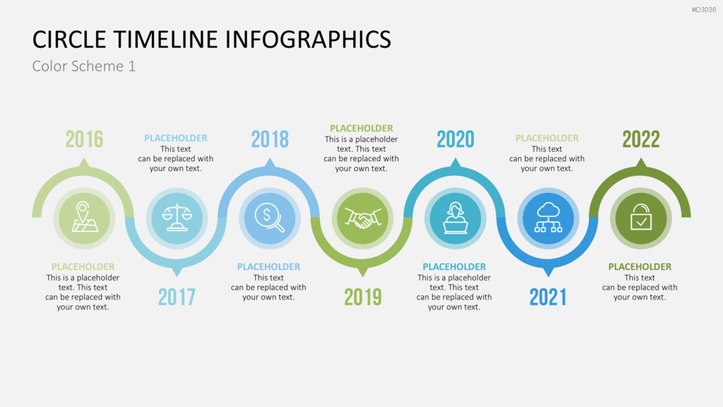 Infografik - Zeitstrahl (Kreise) PowerPoint-Vorlage