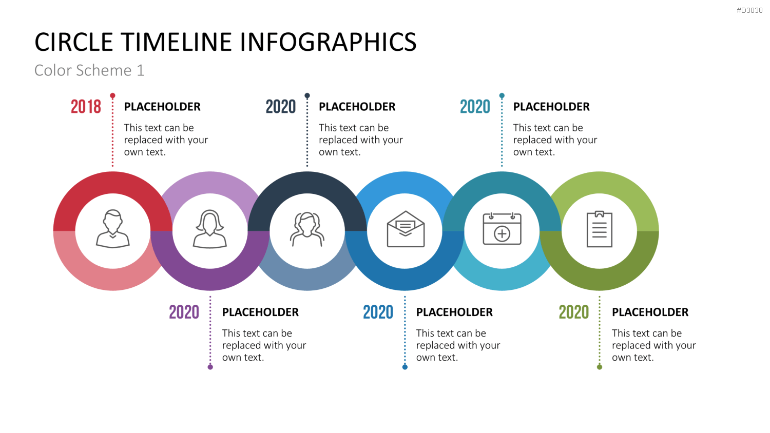 Infografik - Zeitstrahl (Kreise) PowerPoint-Vorlage