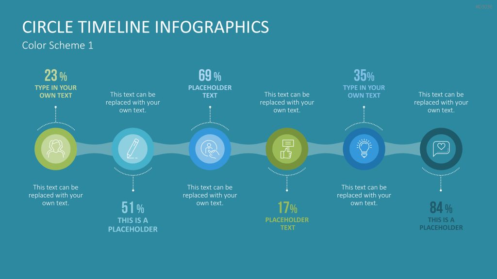 Infografik - Zeitstrahl (Kreise) PowerPoint-Vorlage