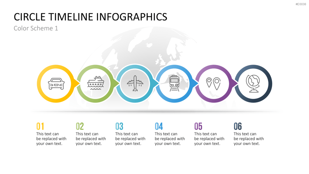 Infografik - Zeitstrahl (Kreise) PowerPoint-Vorlage