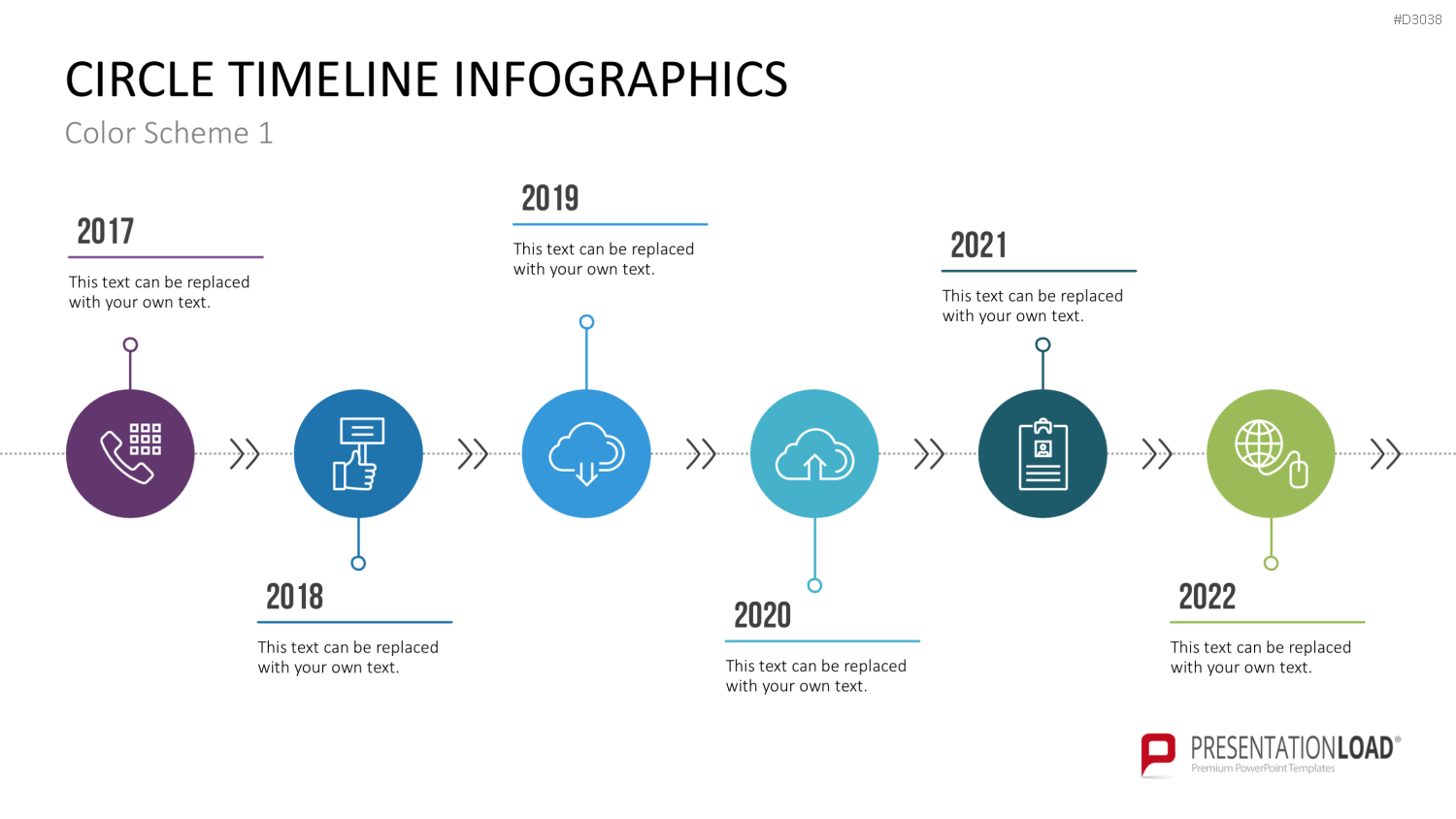 Infografik - Zeitstrahl (Kreise) PowerPoint-Vorlage