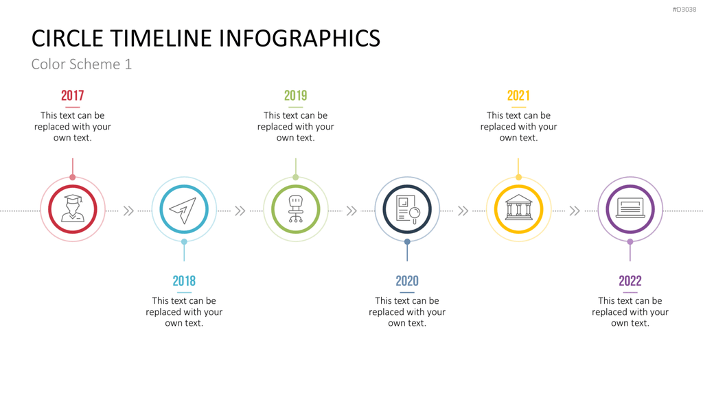 Infografik - Zeitstrahl (Kreise) PowerPoint-Vorlage