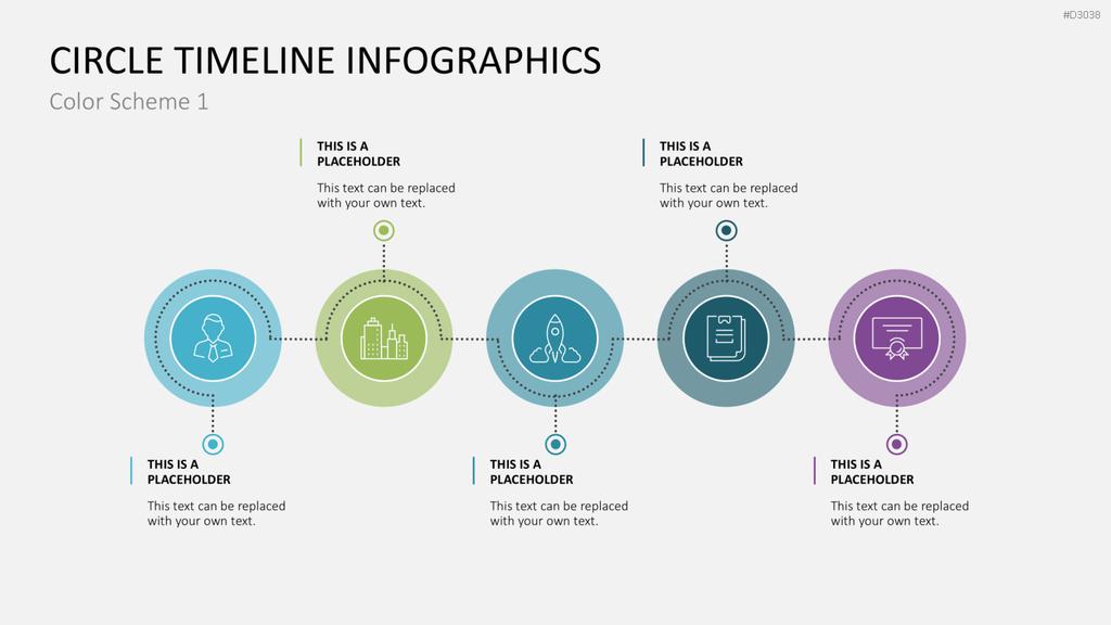 Infografik - Zeitstrahl (Kreise) PowerPoint-Vorlage