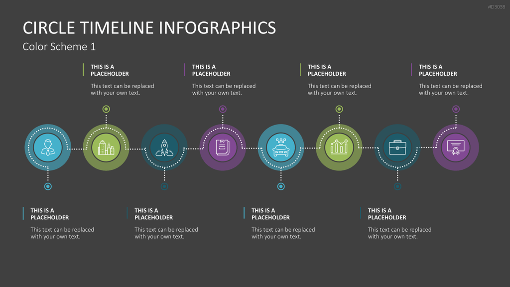Infografik - Zeitstrahl (Kreise) PowerPoint-Vorlage