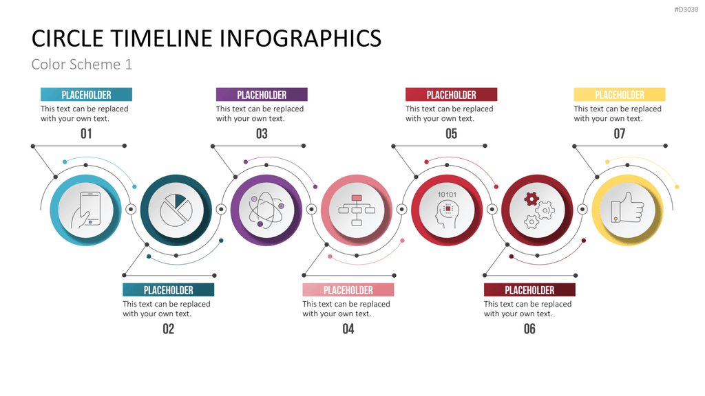 Infografik - Zeitstrahl (Kreise) PowerPoint-Vorlage