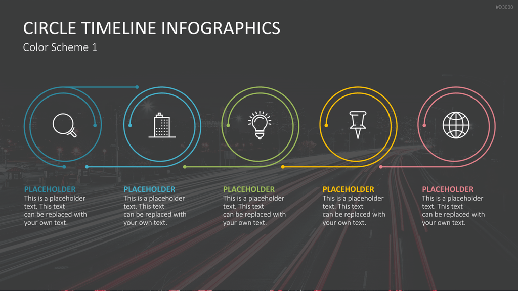 Infografik - Zeitstrahl (Kreise) PowerPoint-Vorlage