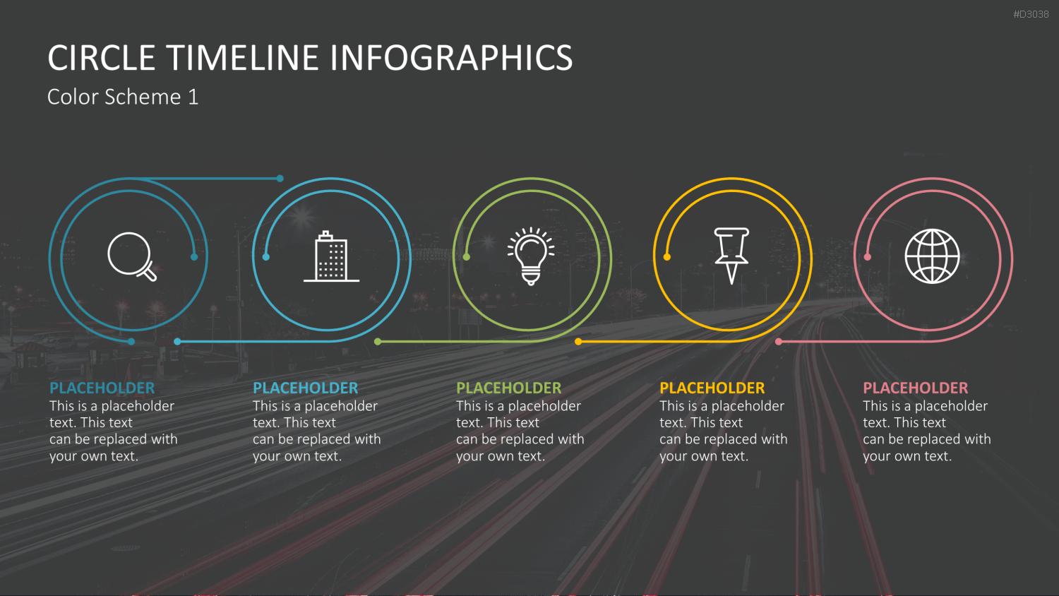 Infografik - Zeitstrahl (Kreise) PowerPoint-Vorlage