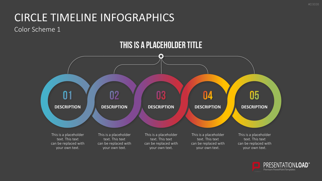 Infografik - Zeitstrahl (Kreise) PowerPoint-Vorlage