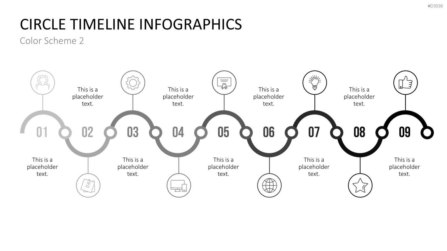 Infografik - Zeitstrahl (Kreise) PowerPoint-Vorlage