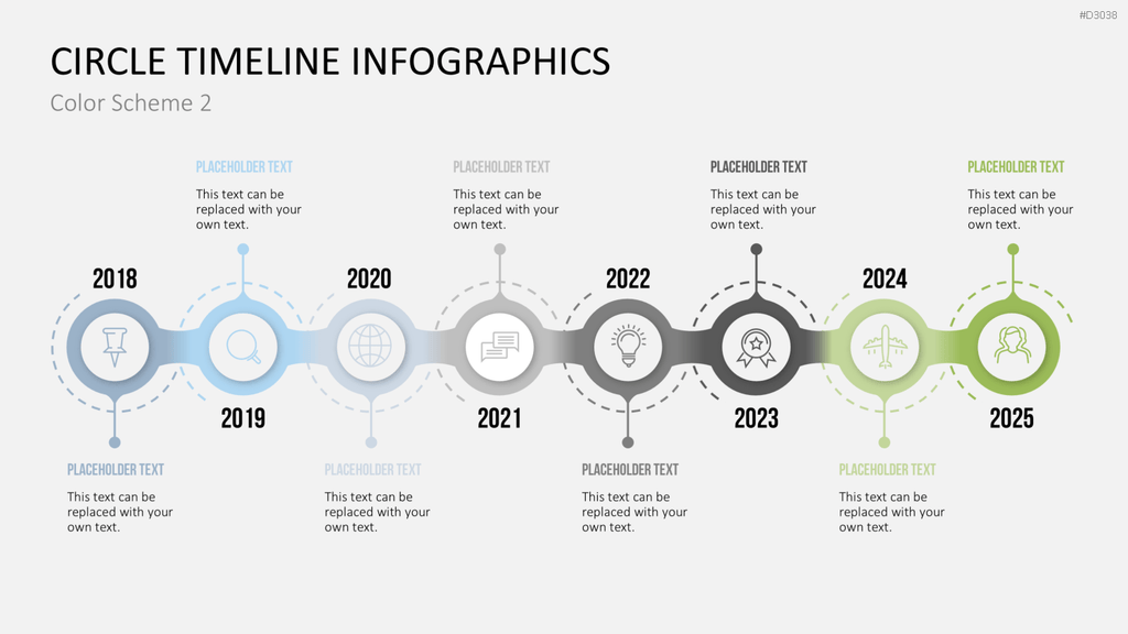 Infografik - Zeitstrahl (Kreise) PowerPoint-Vorlage