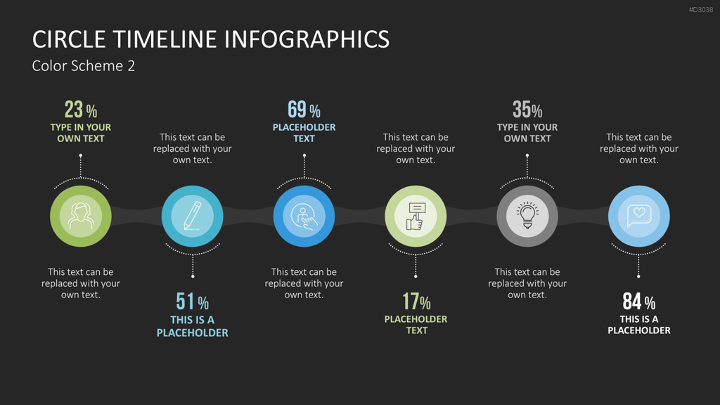 Infografik - Zeitstrahl (Kreise) PowerPoint-Vorlage