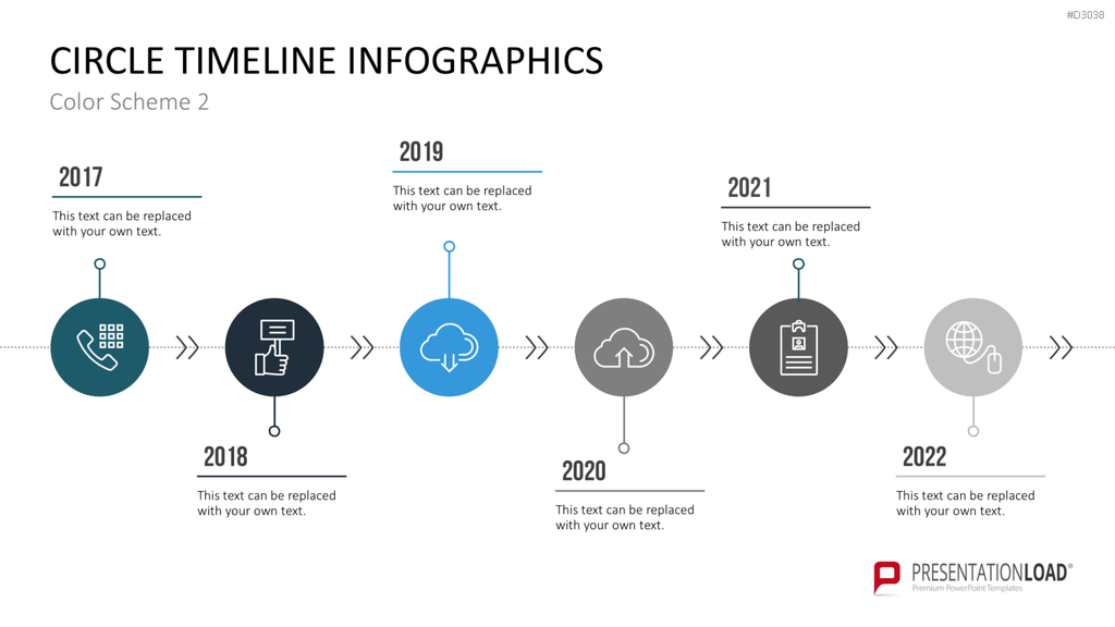 Infografik - Zeitstrahl (Kreise) PowerPoint-Vorlage