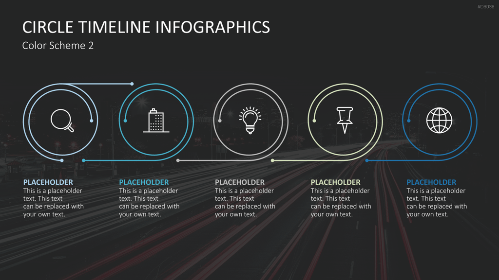 Infografik - Zeitstrahl (Kreise) PowerPoint-Vorlage