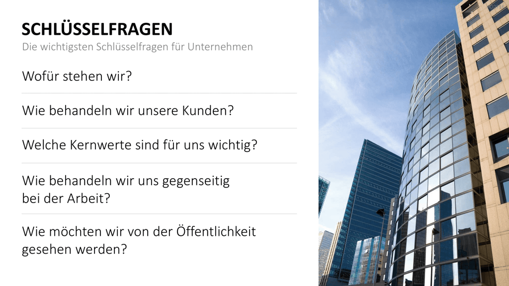 Unternehmensleitbild / Kernwerte PowerPoint-Vorlage