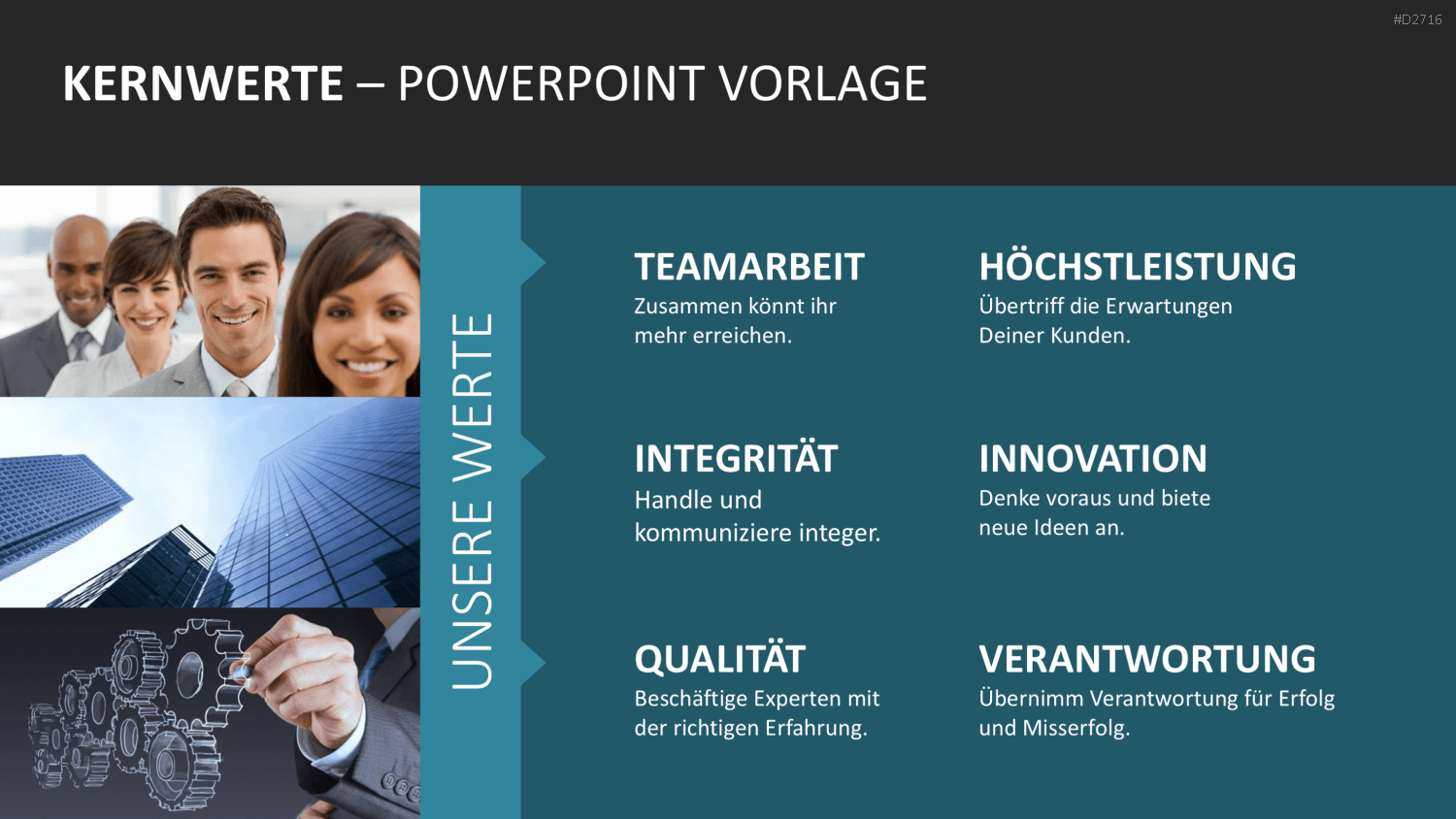Unternehmensleitbild / Kernwerte PowerPoint-Vorlage