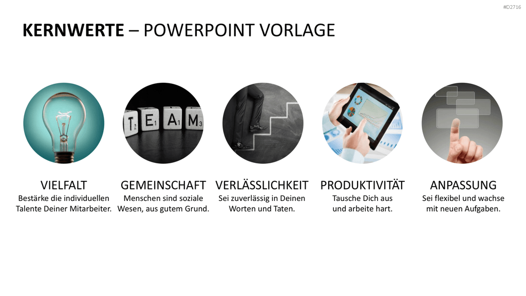 Unternehmensleitbild / Kernwerte PowerPoint-Vorlage