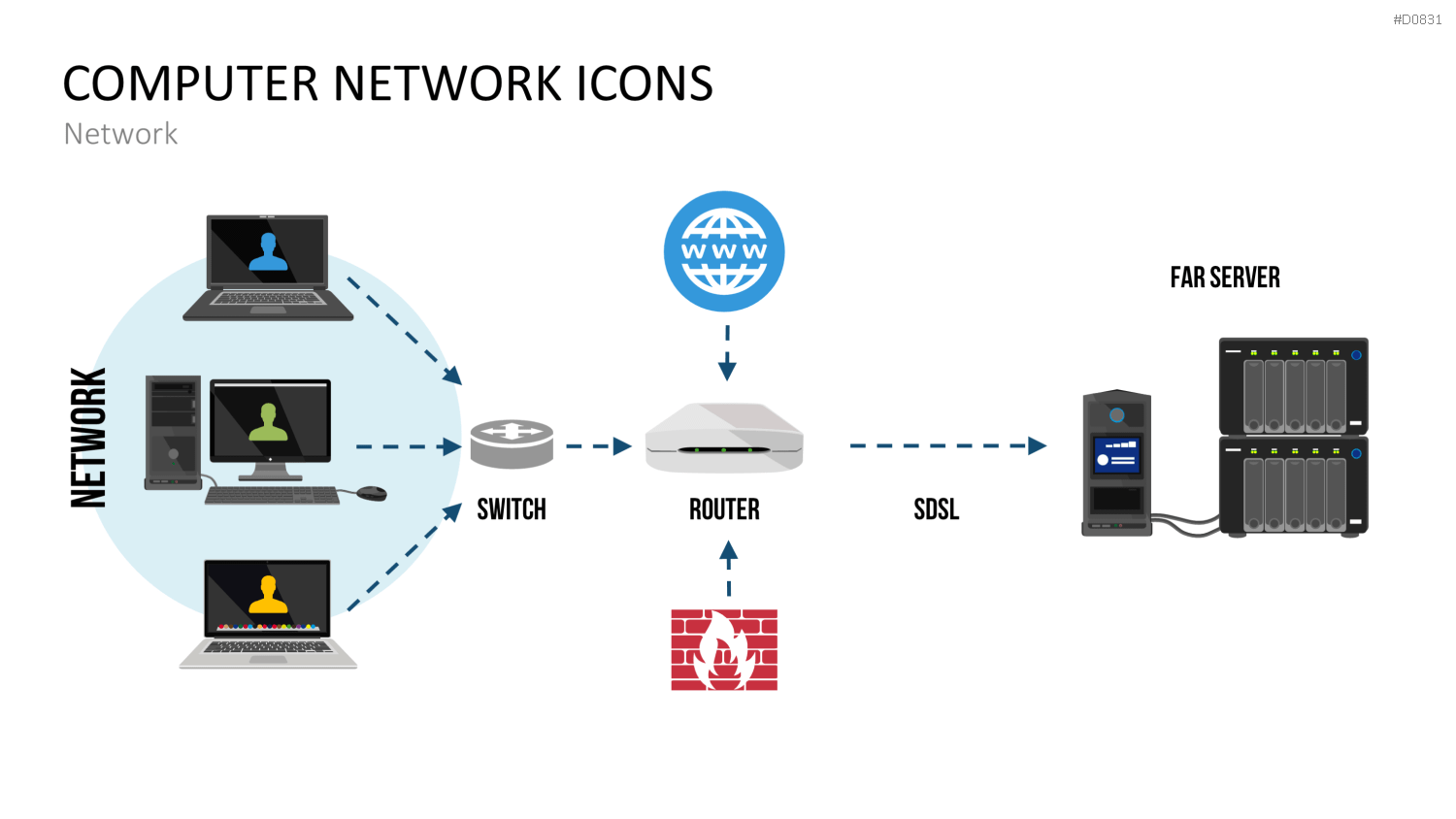 Computer Netzwerk Icons PowerPoint-Vorlage