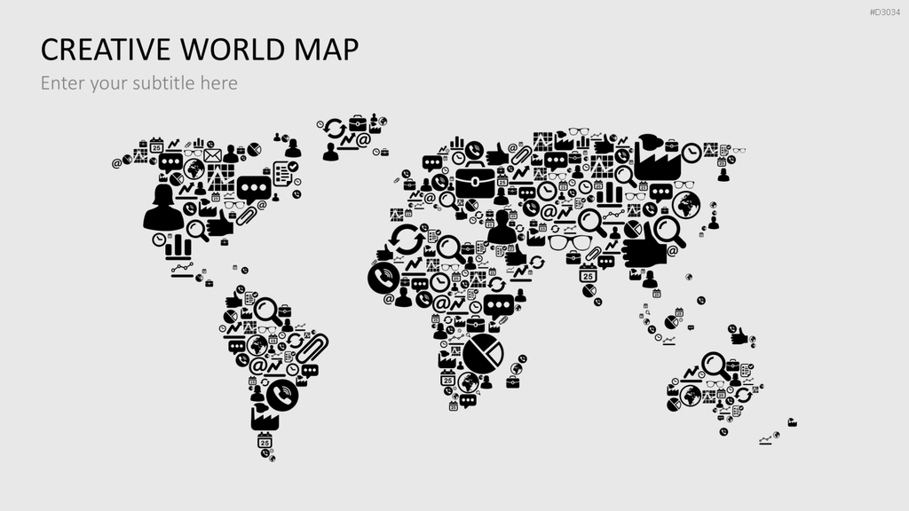 Kreative Design-Weltkarten PowerPoint-Vorlage