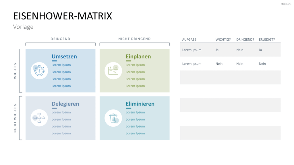 Eisenhower-Matrix PowerPoint-Vorlage