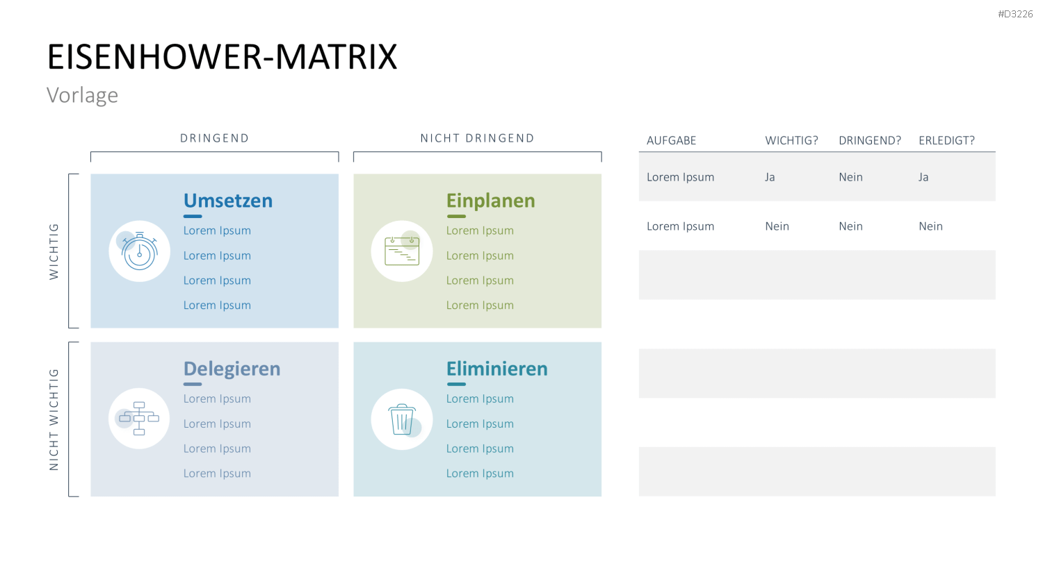 Eisenhower-Matrix PowerPoint-Vorlage