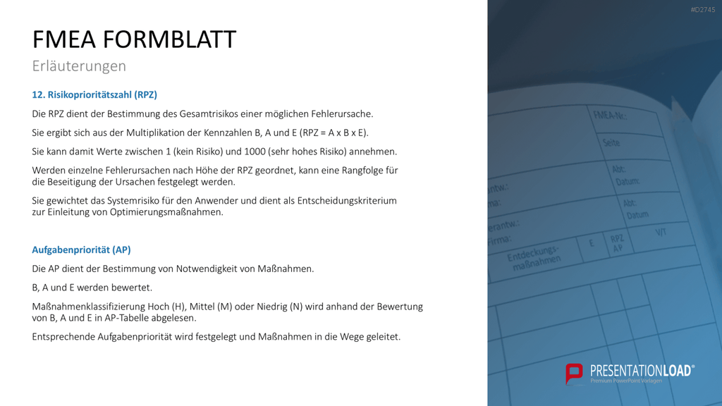 Fehler-Möglichkeits-Einfluss-Analyse (FMEA) PowerPoint-Vorlage