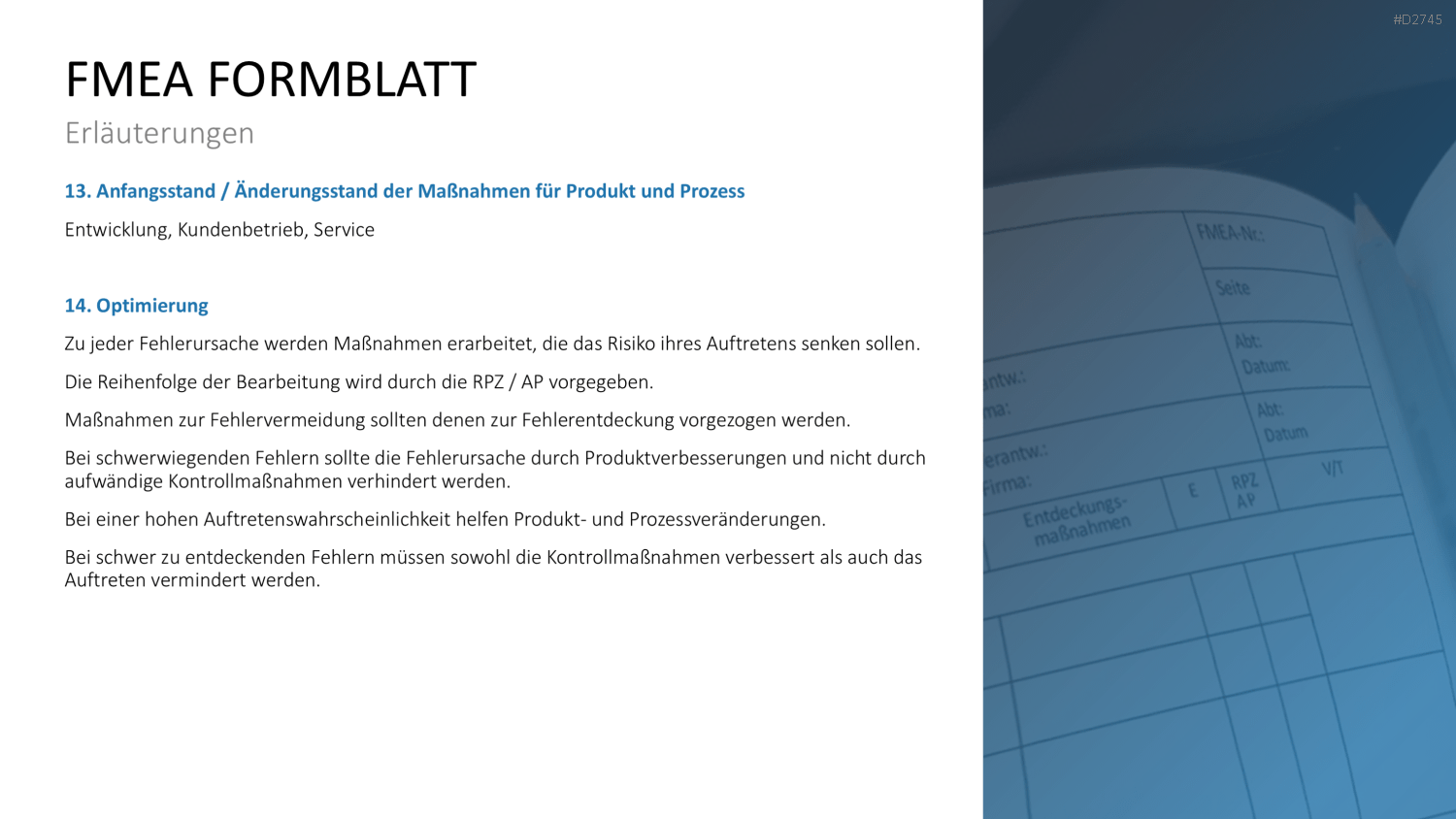 Fehler-Möglichkeits-Einfluss-Analyse (FMEA) PowerPoint-Vorlage