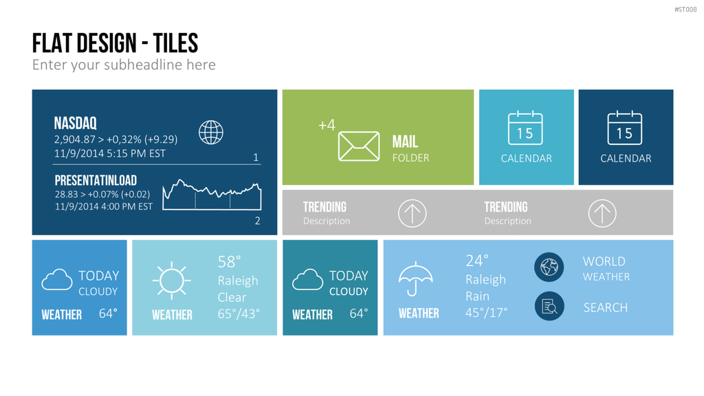 Flat Design - Kacheln PowerPoint-Vorlage