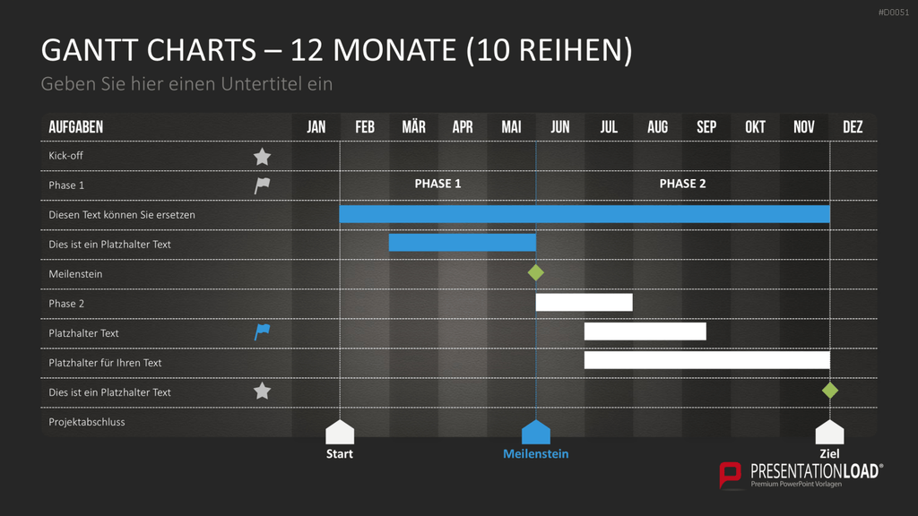 Gantt-Diagramme PowerPoint-Vorlage