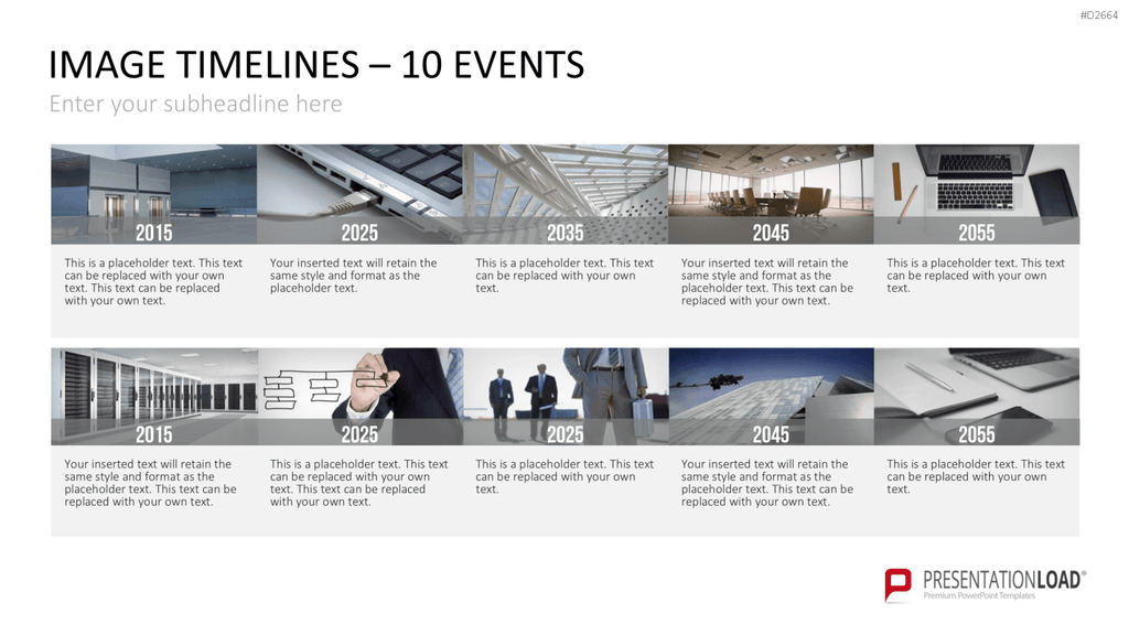 Zeitstrahl mit Bildern (Timelines) PowerPoint-Vorlage