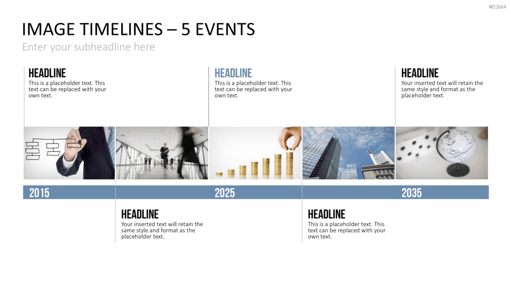 Zeitstrahl mit Bildern (Timelines) PowerPoint-Vorlage
