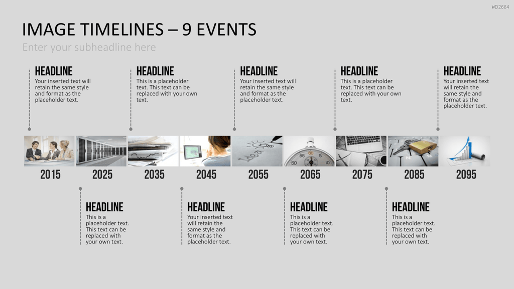 Zeitstrahl mit Bildern (Timelines) PowerPoint-Vorlage
