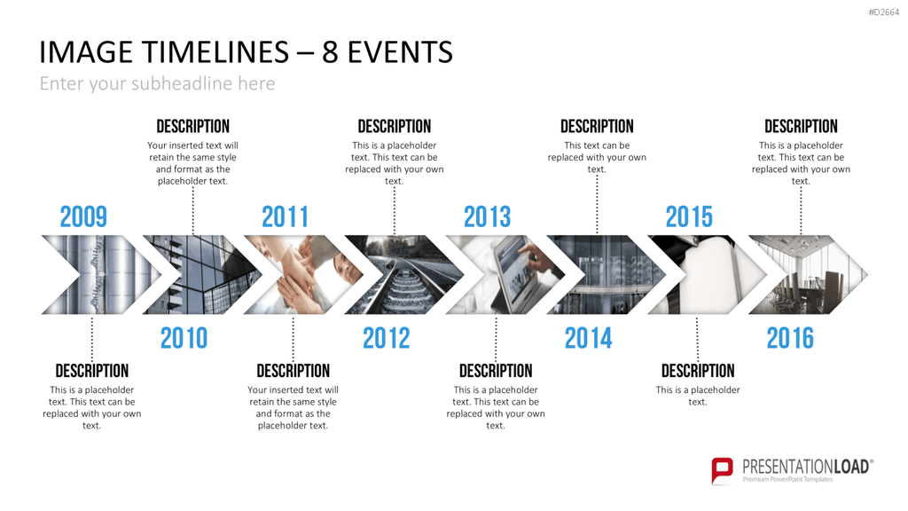 Zeitstrahl mit Bildern (Timelines) PowerPoint-Vorlage