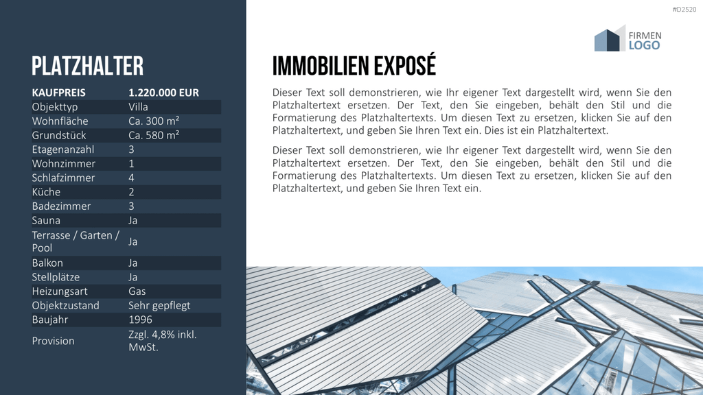 Immobilien Exposé Vorlagen PowerPoint-Vorlage