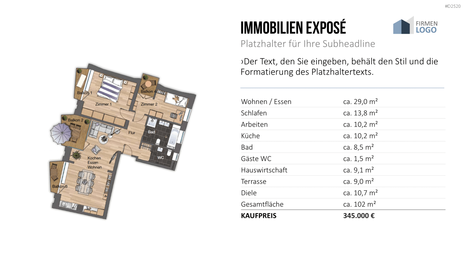 Immobilien Exposé Vorlagen PowerPoint-Vorlage