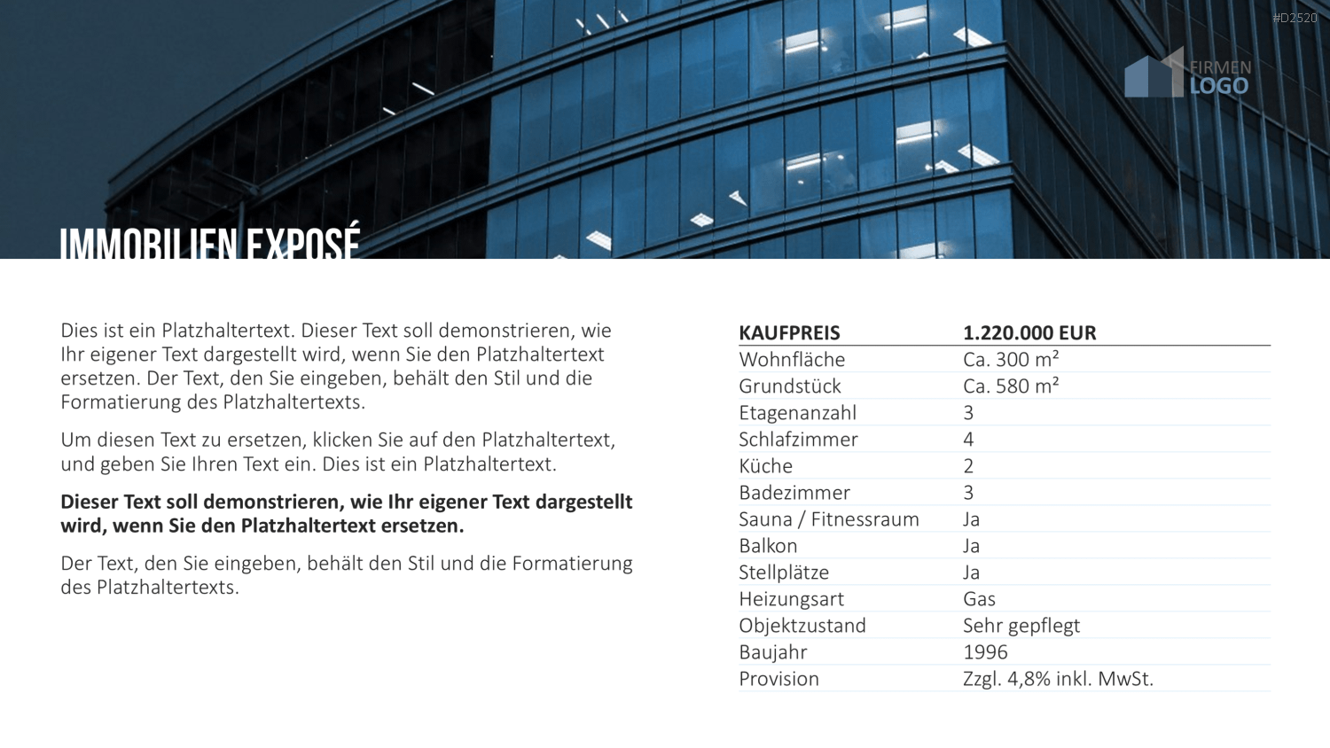 Immobilien Exposé Vorlagen PowerPoint-Vorlage