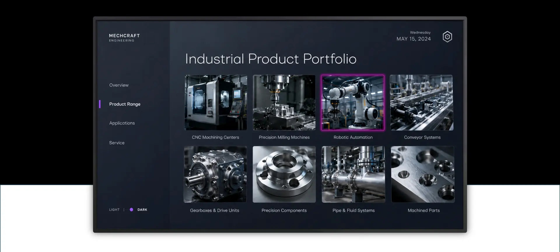 PowerPoint-Folie mit Industrie-Produktbildern