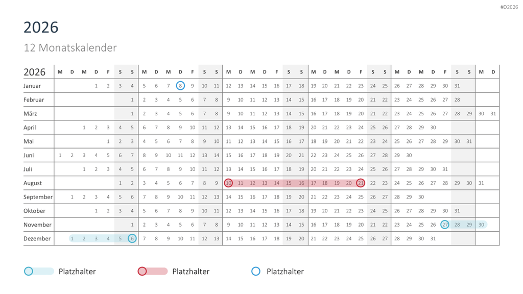 Kalender 2026 PowerPoint-Vorlage