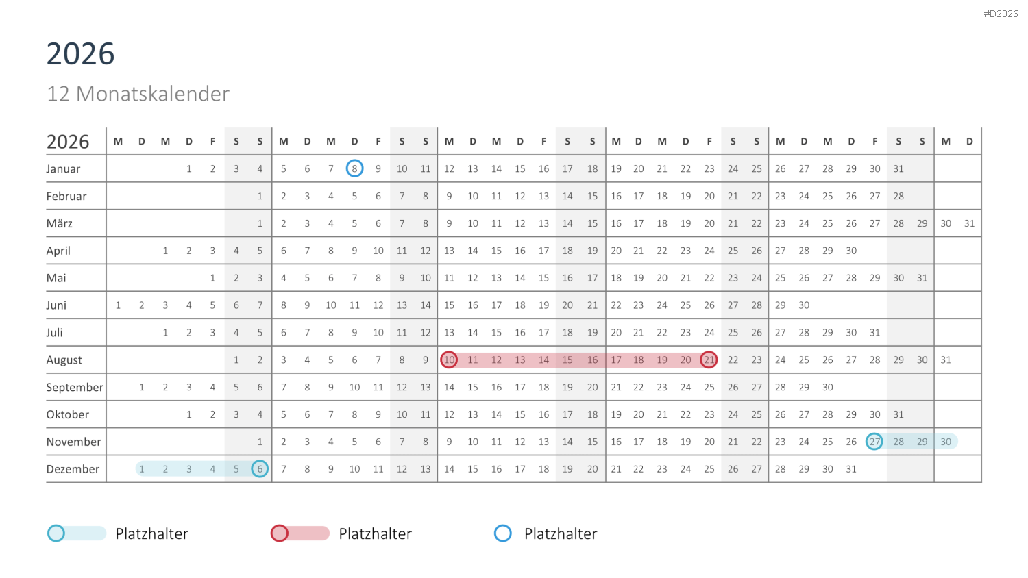 Kalender 2026 PowerPoint-Vorlage