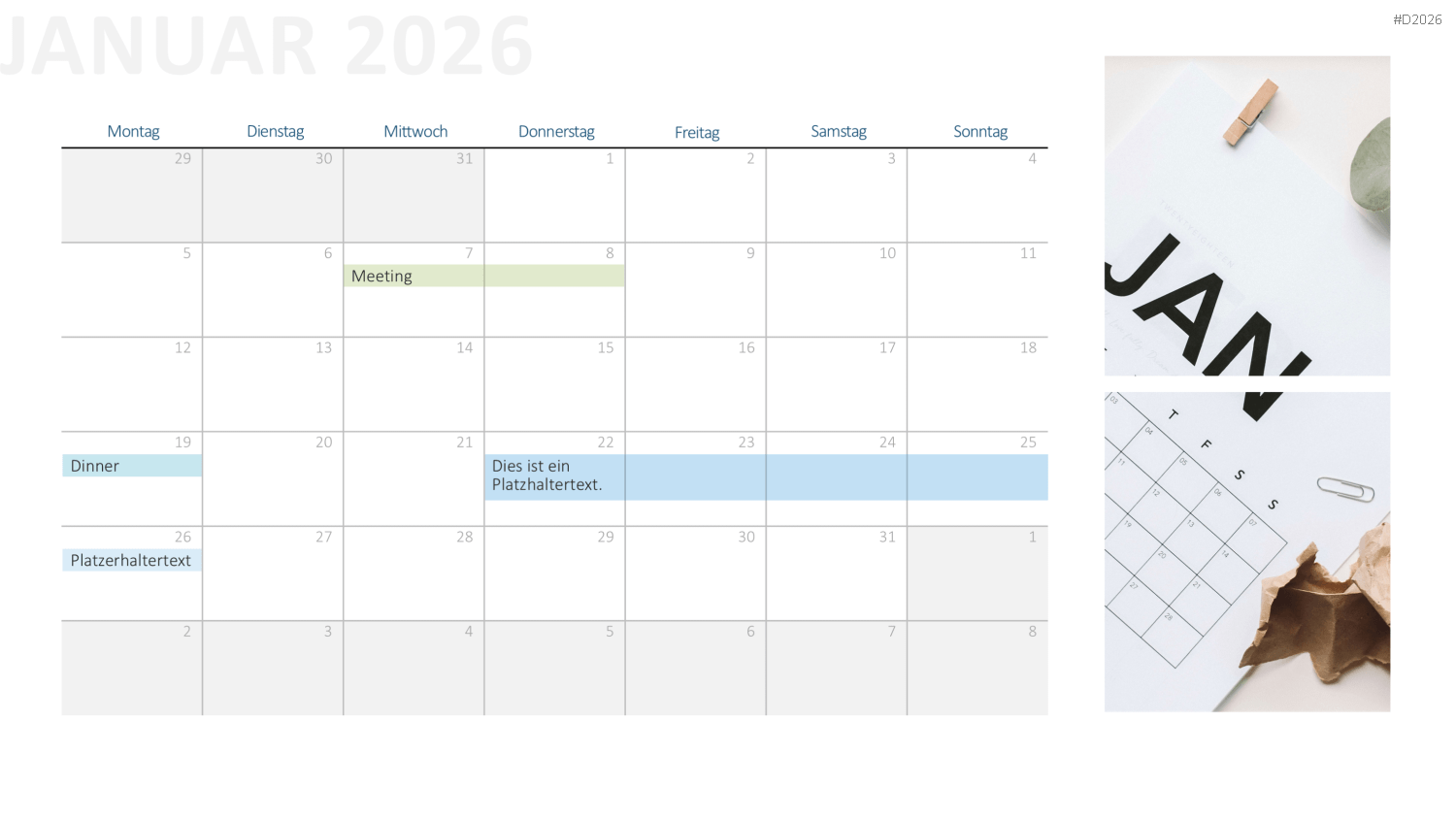 Kalender 2026 PowerPoint-Vorlage