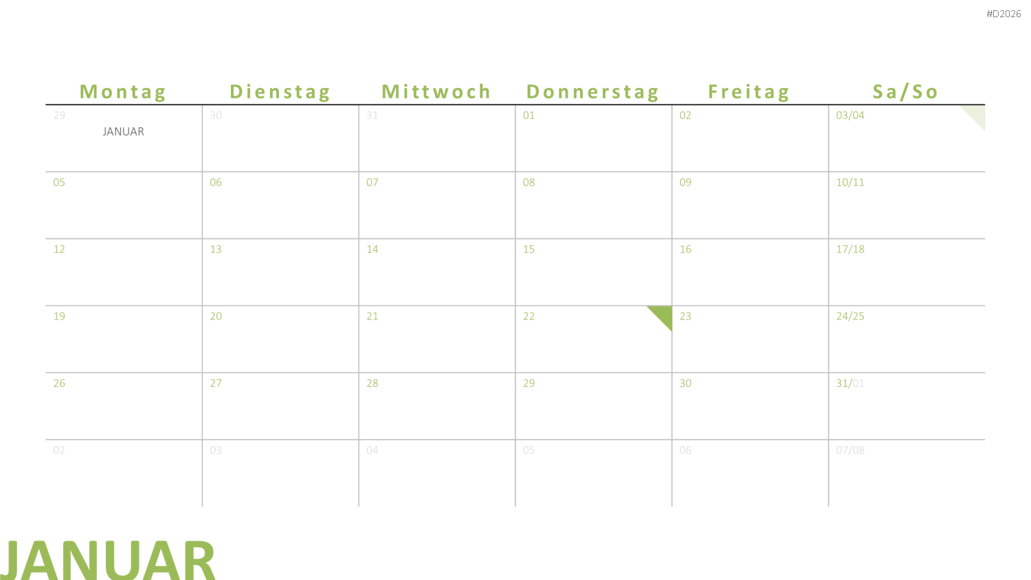 Kalender 2026 PowerPoint-Vorlage