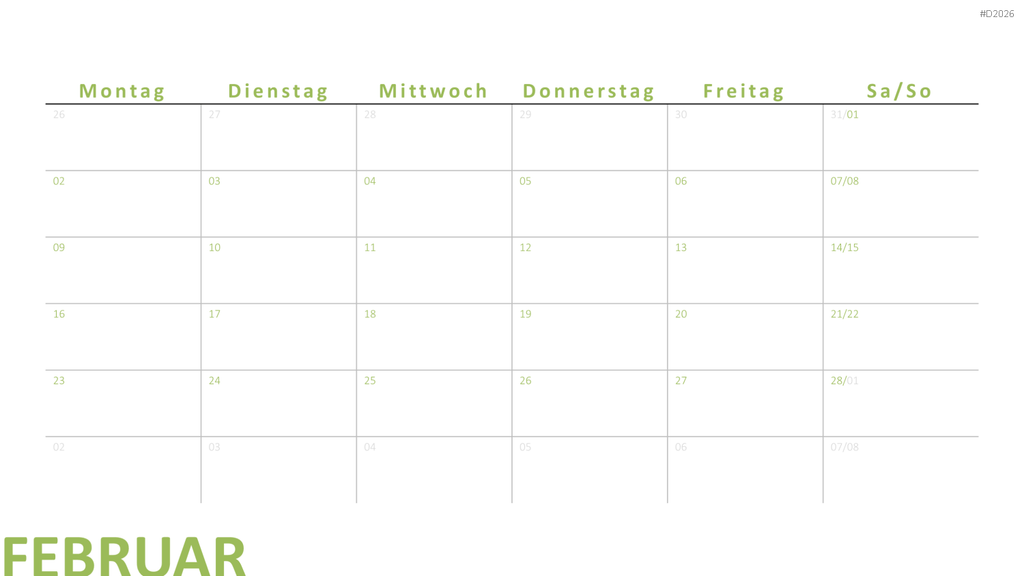 Kalender 2026 PowerPoint-Vorlage