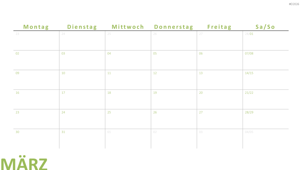 Kalender 2026 PowerPoint-Vorlage