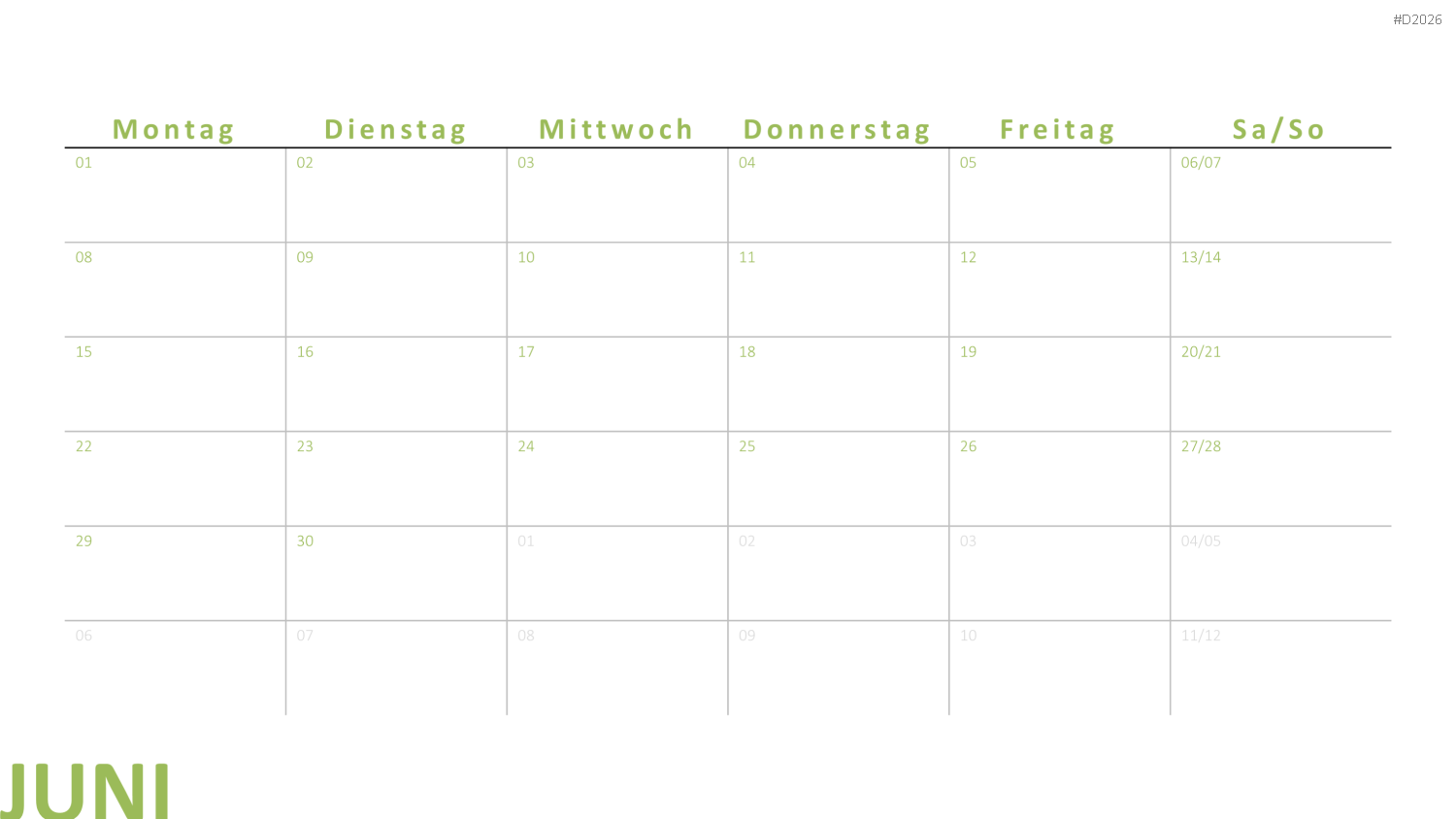 Kalender 2026 PowerPoint-Vorlage