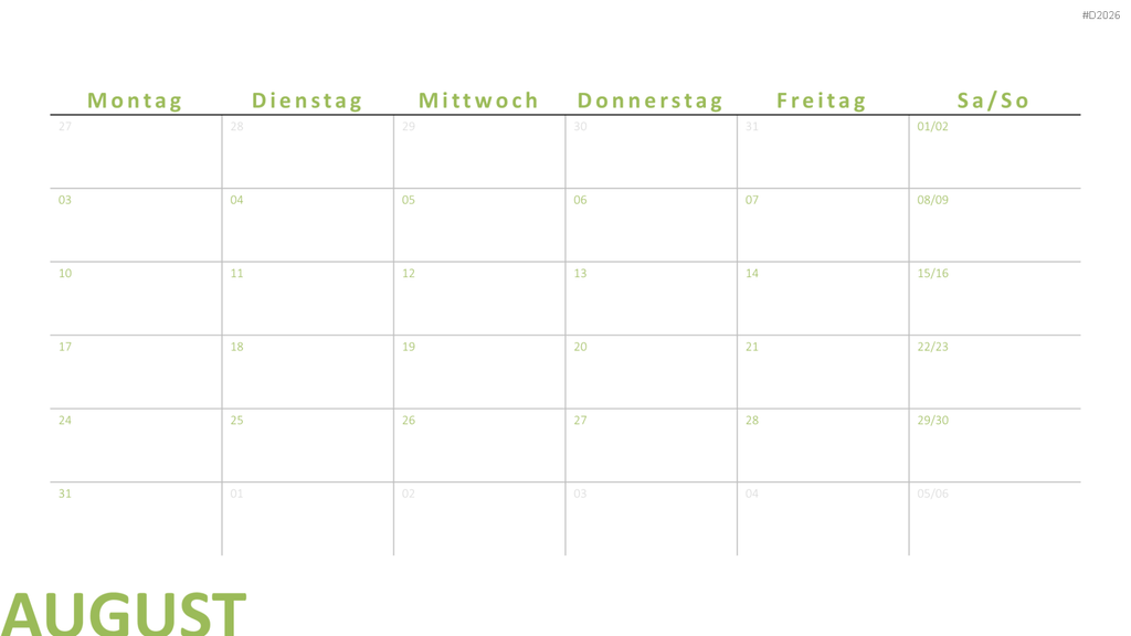 Kalender 2026 PowerPoint-Vorlage