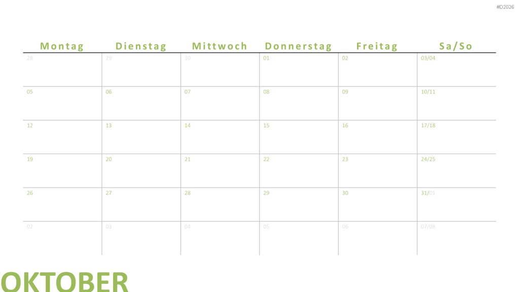 Kalender 2026 PowerPoint-Vorlage